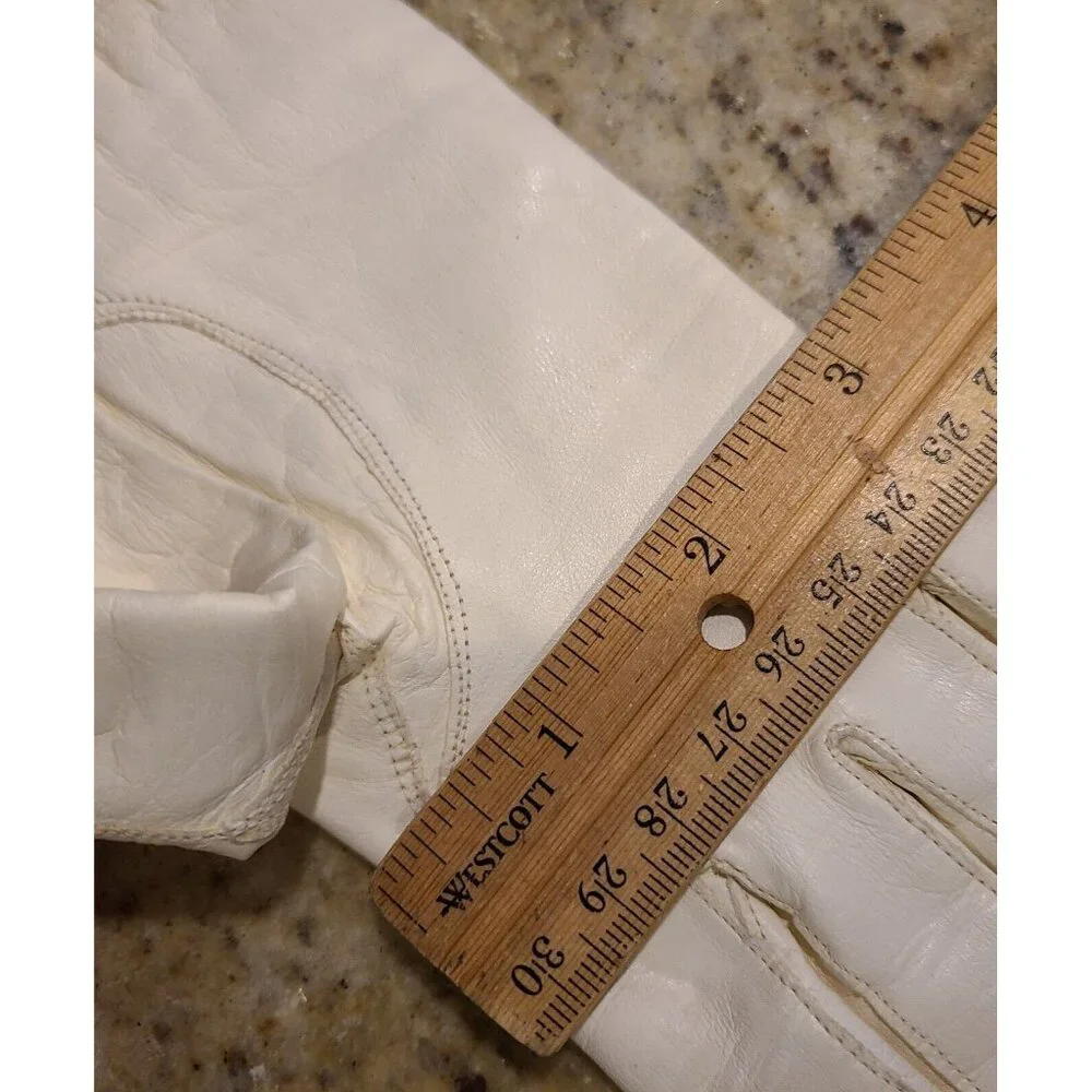 Vintage Size S Cream Soft Leather Knit Lined 8